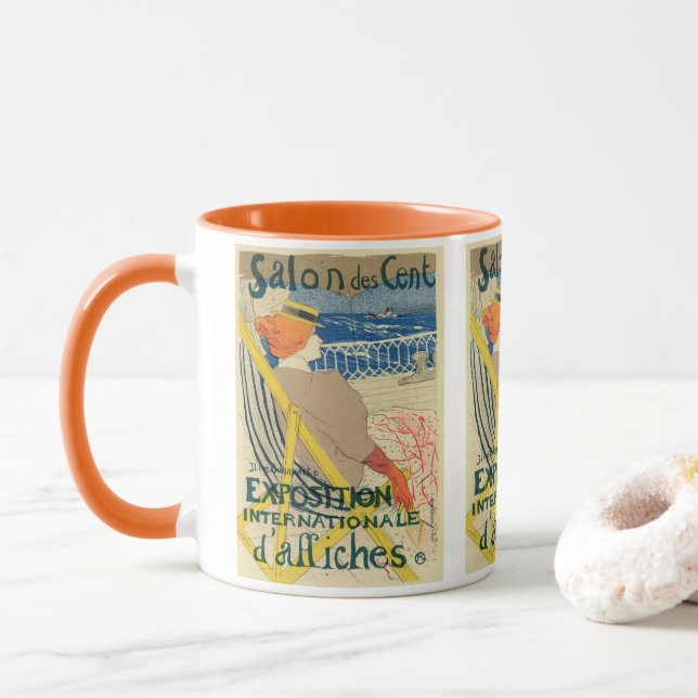 Salon des Cents by Toulouse Lautrec, Art Nouveau Tasse (Mit Donut)