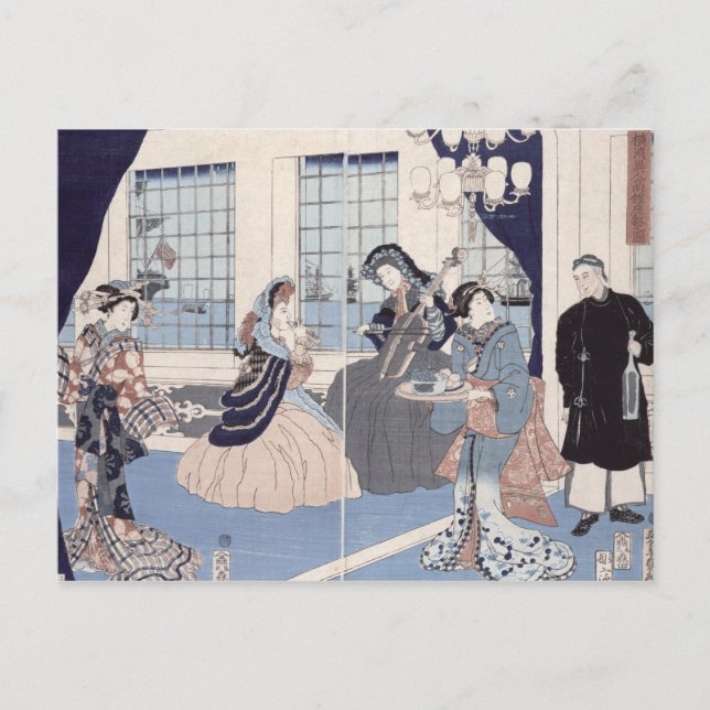 Salon eines Hauses ausländischer Händler bei Postkarte (Vorderseite)