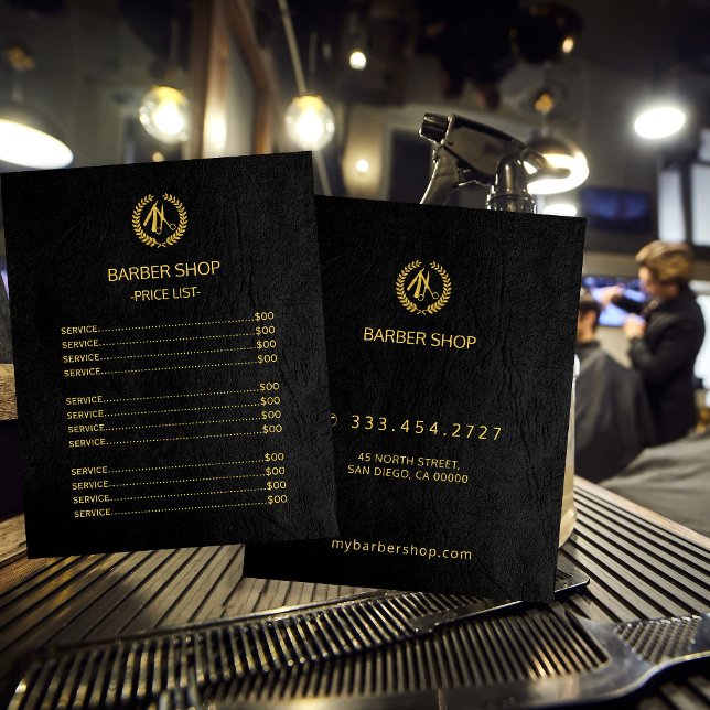 Salon elegante moderne schwarze Preisliste Menü (Von Creator hochgeladen)