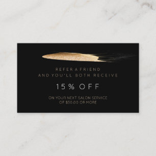 Salon-Empfehlungs-Karten-Schwarz-Goldfunkelnd Empfehlungskarte