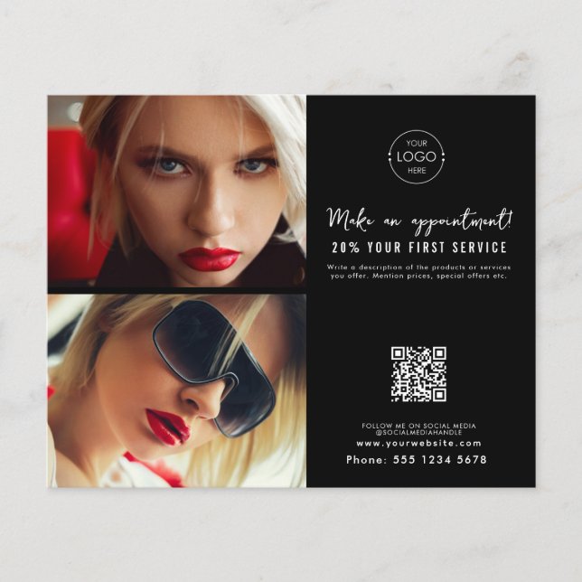 Salon Ernennung Haar Makeup Nails Firmenlogo Flyer (Vorne)