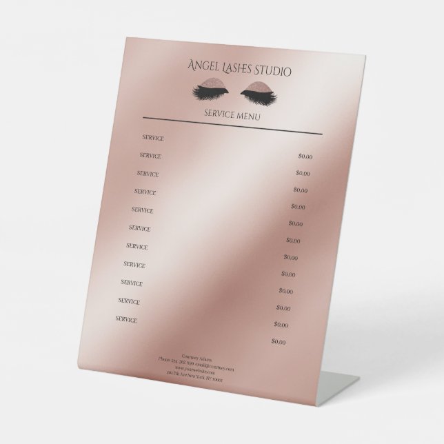 Salon Eye Lashes Extension Rosegold Sockelschild (Vorderseite)