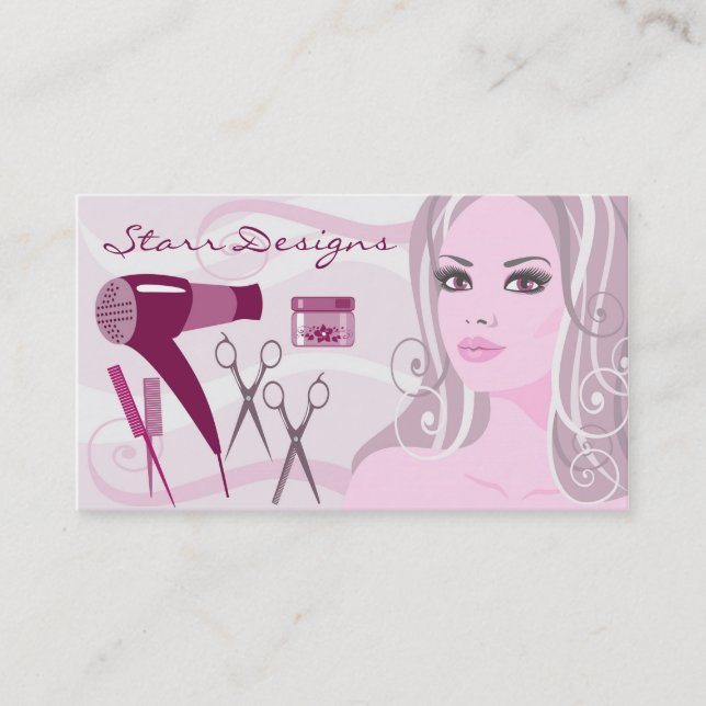 Salon Friseur Female & Tools Business Card Visitenkarte (Vorderseite)