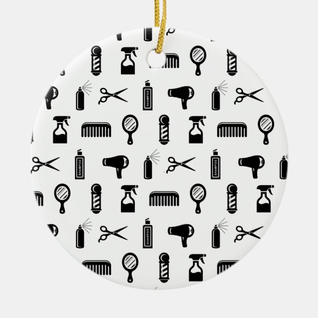 Salon & Friseur Muster CUSTOM BG FARBE Keramik Ornament (Vorne)