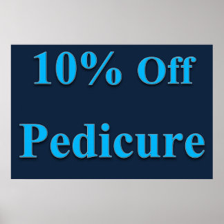 Salon-Friseurplakat 10% Rabatt auf Pediküre Blau Poster