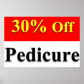 Salon-Friseurplakate 30% Rabatt auf Pediküre Rot Poster
