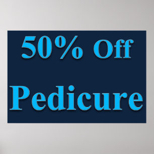 Salon-Friseurplakate 50% Rabatt auf Pediküre Blau Poster
