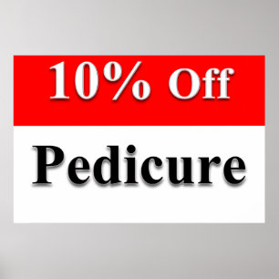 Salon-Frisör-Plakate 10% Rabatt auf Pediküre Rot Poster