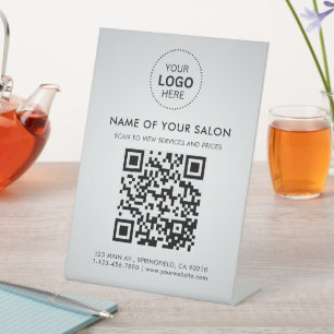 Salon-Geschäfts-QR-Code und Logo Sockelschild