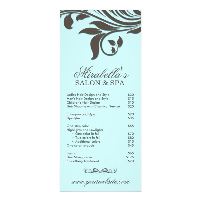 Salon-Gestell-Karten-Wellness-Center-Blatt blaues Werbekarte (Vorne)