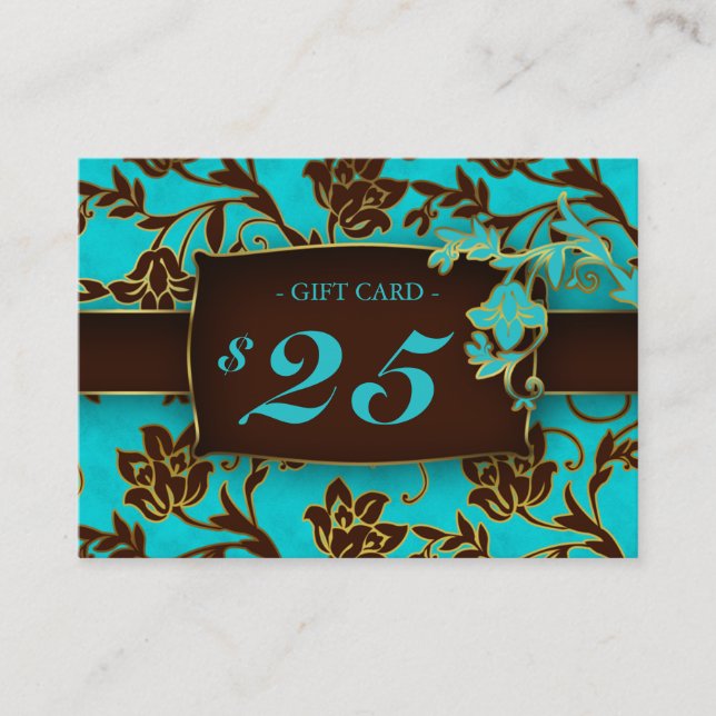 Salon Gift Card Spa Gold Floral BB $25 Rabattkarte (Vorderseite)