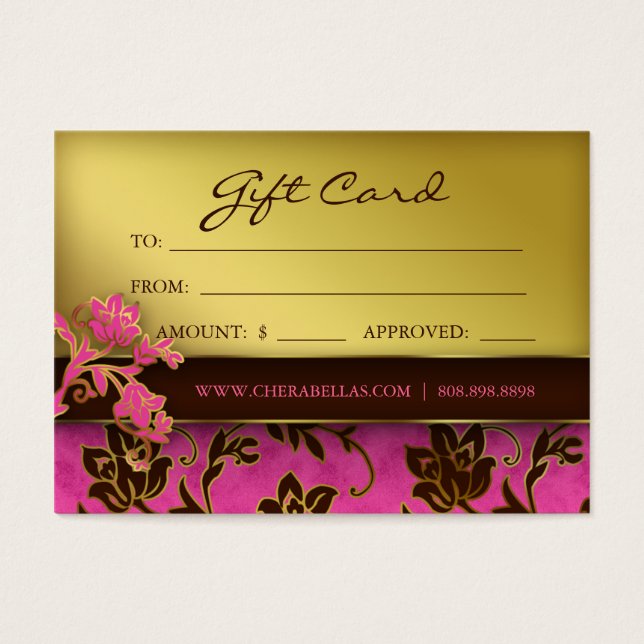 Salon Gift Card Wellness-Center Gold Blumenrosa Br (Vorderseite)