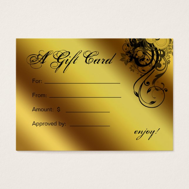 Salon Gift Card Wellness-Center Gold Floral Butter (Vorderseite)