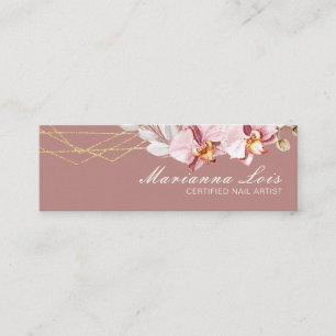 Salon Gold Watercolor Florals Pink Mini Visitenkarte