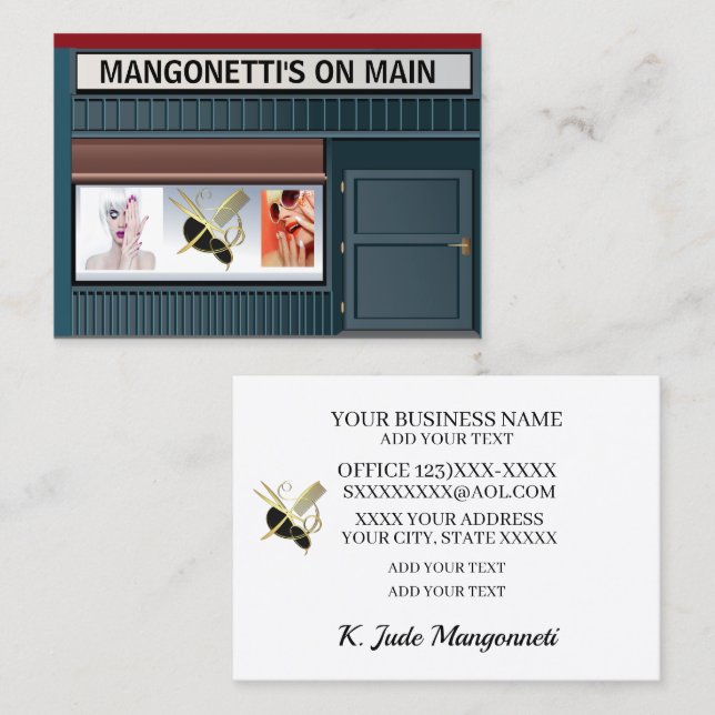Salon Hair and Nails Business Card Visitenkarte (Vorne/Hinten)
