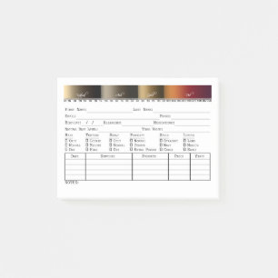 Salon Hair Color Client Record Card Post-it Klebezettel