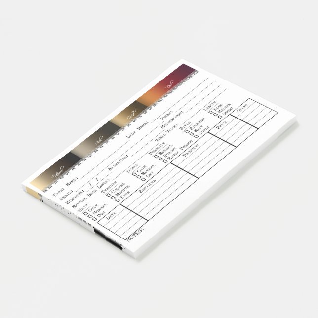 Salon Hair Color Client Record Card Post-it Klebezettel (angewinkelt)