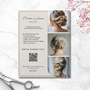 Salon Hair Stylist Services 3 Fotos QR Flyer