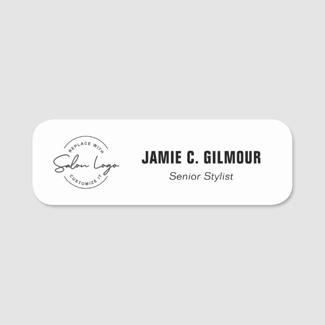 Salon individuelles Logo Mitarbeiter Magnet oder S Namensschild (Vorderseite)