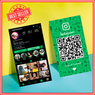 Salon Instagram Grün Social Media QR Code Visitenkarte