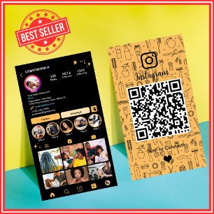 Salon Instagram Peach   Social Media QR-Code Visitenkarte