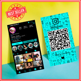 Salon Instagram Turquoise | QR-Code für soziale Me Visitenkarte