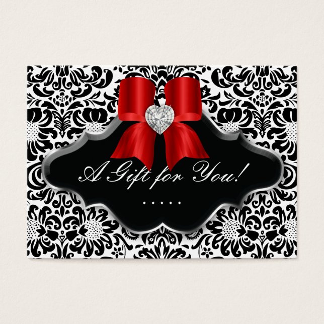 Salon Jewelch Geschenkkarte Bow Floral Damask Red  (Vorderseite)