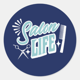Salon Life Geschenk für Hairstylisten Blau Runder Aufkleber