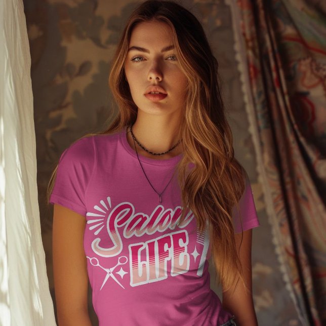 Salon Life Hair Stylist Geschenk für Haartrockner  T-Shirt (Salon Life Hair Stylist Gift for Hair Dresser Pink T-Shirt)