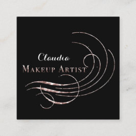 Salon Makeup Artist Eintrittskarte Schwarze Rose Quadratische Visitenkarte