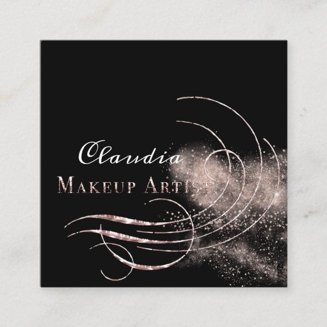 Salon Makeup Artist Termin Karte Rosa Glitzer (Vorderseite)