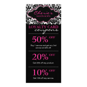 Salon Marketing Cards Damask Pink Floral Werbekarte