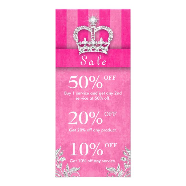 Salon Marketing Cards Schmuck Crown Stripes Pink Werbekarte (Vorne)