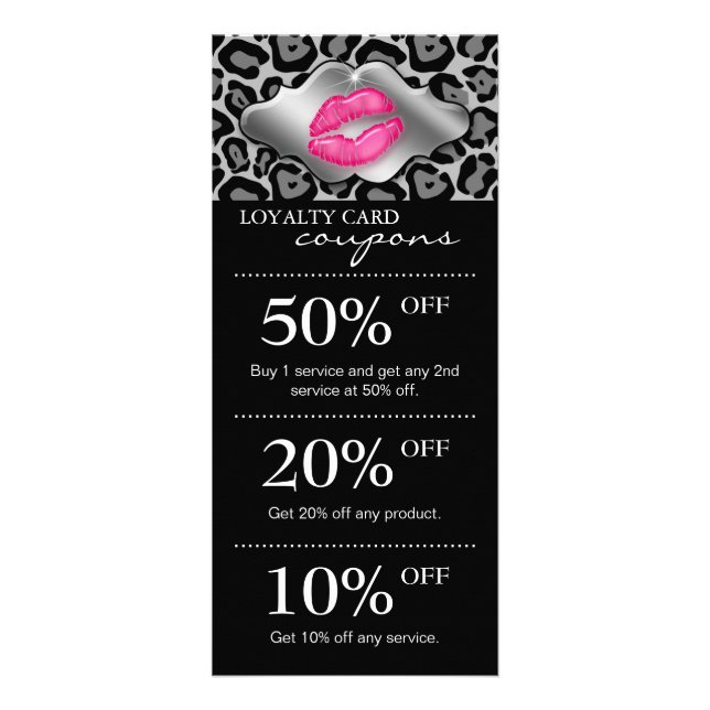 Salon Marketing Karten Leopard Rosa Glossen Lippen (Vorne)