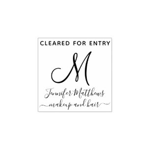 Salon Monogramm COVID Temperatur frei Zutritt Gummistempel