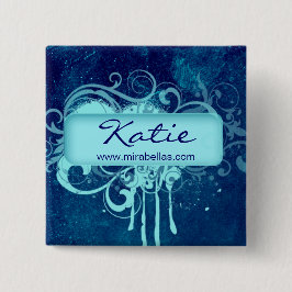 Salon Name Tag Taste Brooch Blue Grunge Blues Button