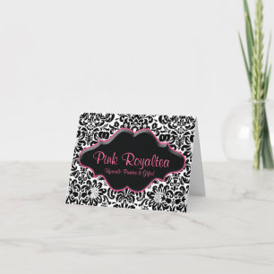 Salon Note Card Damask Schwarz-weiß rosa Feiertagskarte