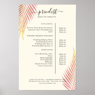 Salon Palm, Blatt, Preisliste Poster