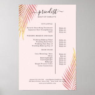 Salon Palm, Blatt, Preisliste Poster