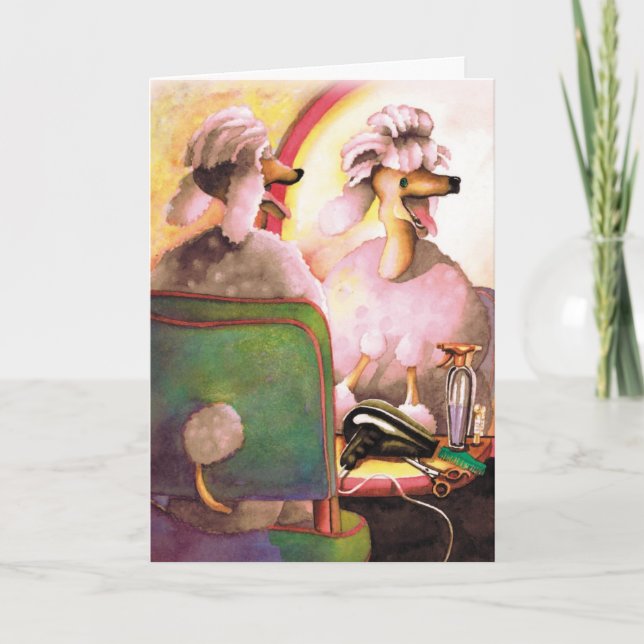 Salon Poodle Funny Birthday Card Karte (Vorderseite)