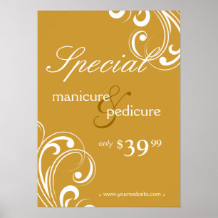 Salon Poster Wellness-Center Gold & White Wirbel
