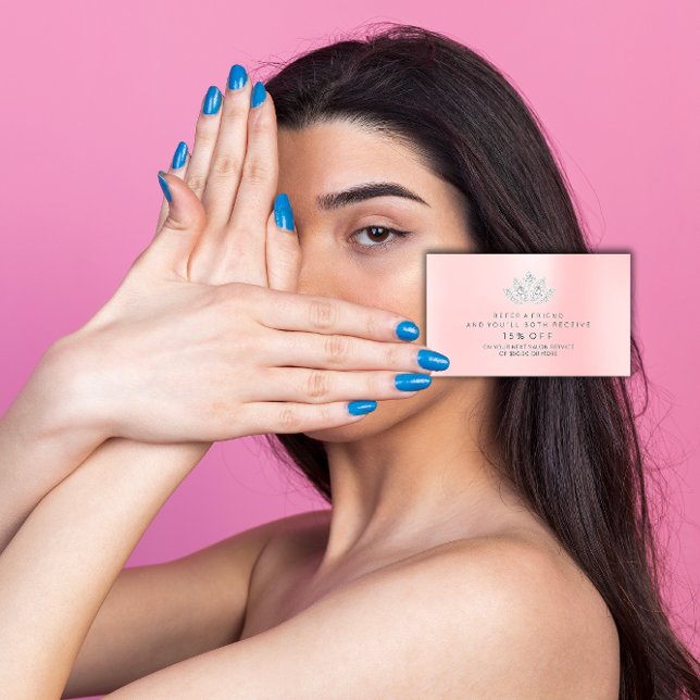 Salon Referenzkarte Silver Pink VIP Diamant Lotus Empfehlungskarte (Salon Referral Card Silver Pink VIP Diamond Lotus)