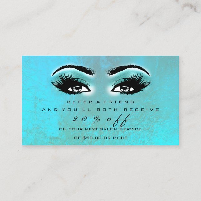 Salon Referrer Card Makeup Artist Ocean Lashes Empfehlungskarte (Vorderseite)