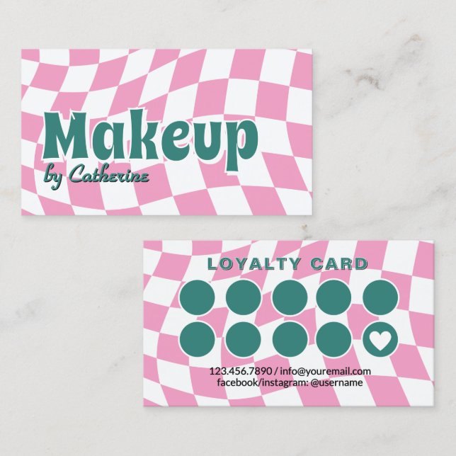 Salon Retro pink Treuekarte (Vorne/Hinten)