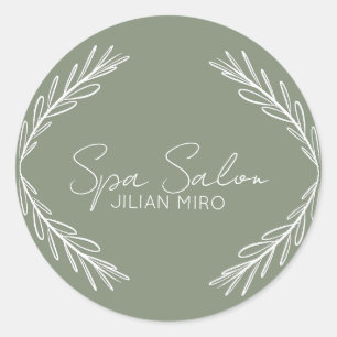 Salon-Schönheitsstudio Sage Green Runder Aufkleber