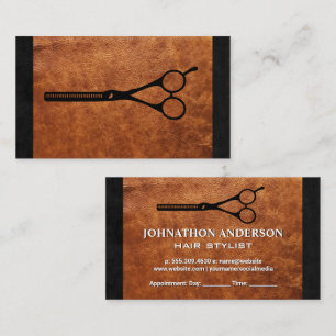 Salon Scissors Braunleder Textur Terminkarte