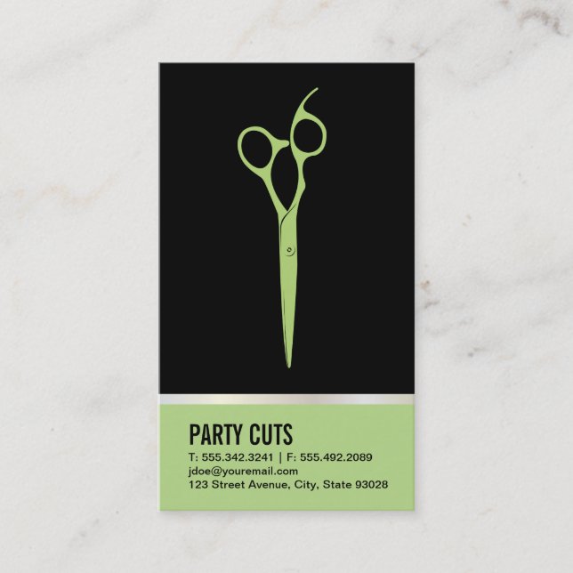 Salon Shears Green Visitenkarte (Vorderseite)