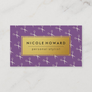 Salon Shears Muster Lila Visitenkarte