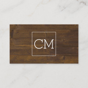 Salon Shears Rustic Monogram Wood Termin Card