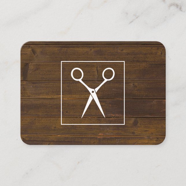 Salon Shears Rustic Wood Appointing Card Terminkarte (Vorderseite)